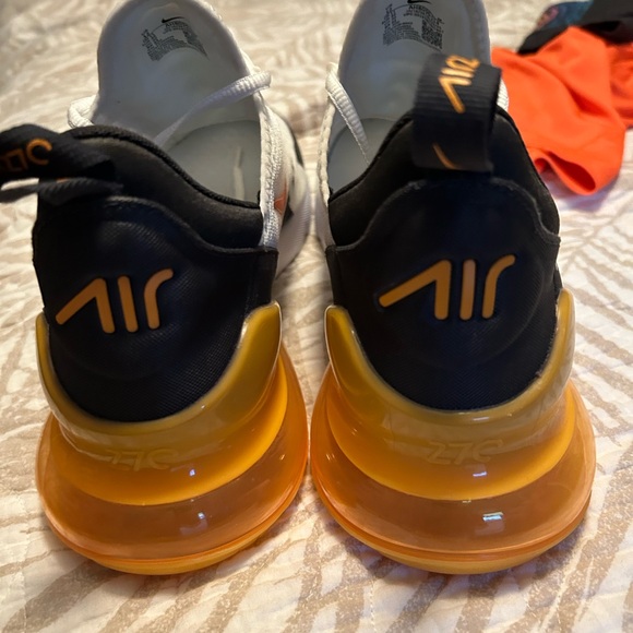Nike Air Max 270 White and Orange Athletic Shoes - Picture 7 of 7